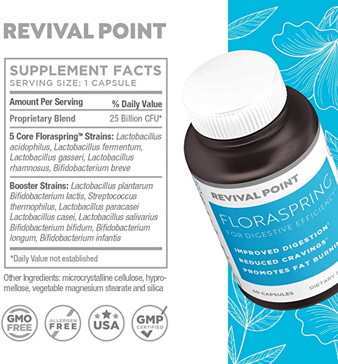 Revival Point Floraspring | DR Formulated Probiotic | Supplement for Men and Women | Supports Digestive and Gut Health, Healthy Weight